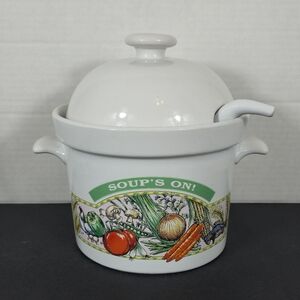 Vintage Soup's On Himark Ceramic Soup Tureen Ladle Lid